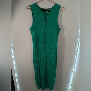 Gabrielle Union for New York In Company Bandage Midi Holiday Green Dress sz Med